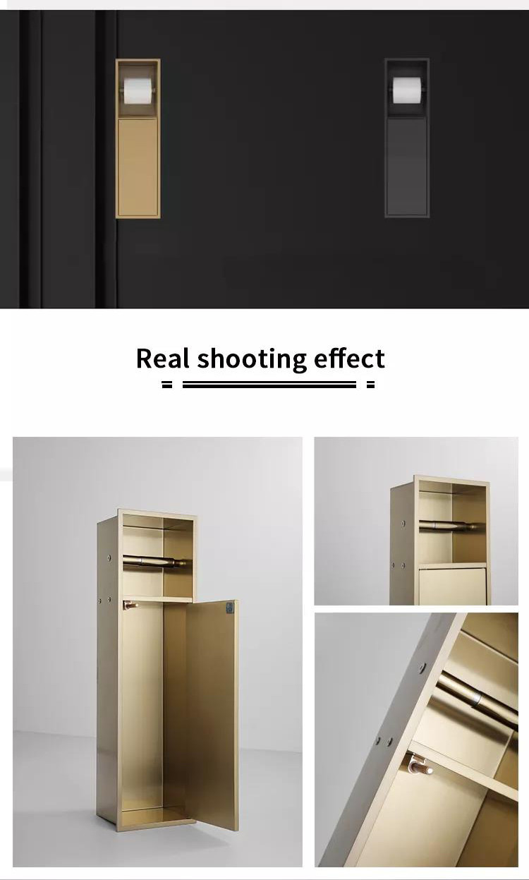 Wall Embedded Mounted Stainless Steel Niche With Paper Holder Matt Black