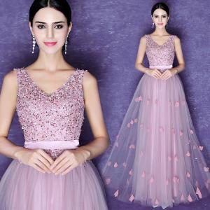 Wholesale Purple Sexy V Neck Sleeveless Lace Elegant Evening Dresses TSJY023 from china suppliers