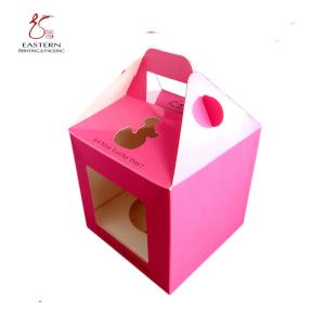 Wholesale Beautiful Pink Christmas Handled Cake Cake Boxes With Window from china suppliers
