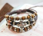 Bohemia retro cross charm leather strands bracelets
