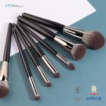 7PCS Makeup Brush With Synthetic Hair ,Rose Gold Ferrule Cosmetic Brush ,Wooden