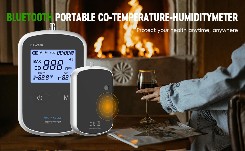 Smart WiFi Co Portable Monoxide Detector Alarm For Home Travel 2.4 GHz