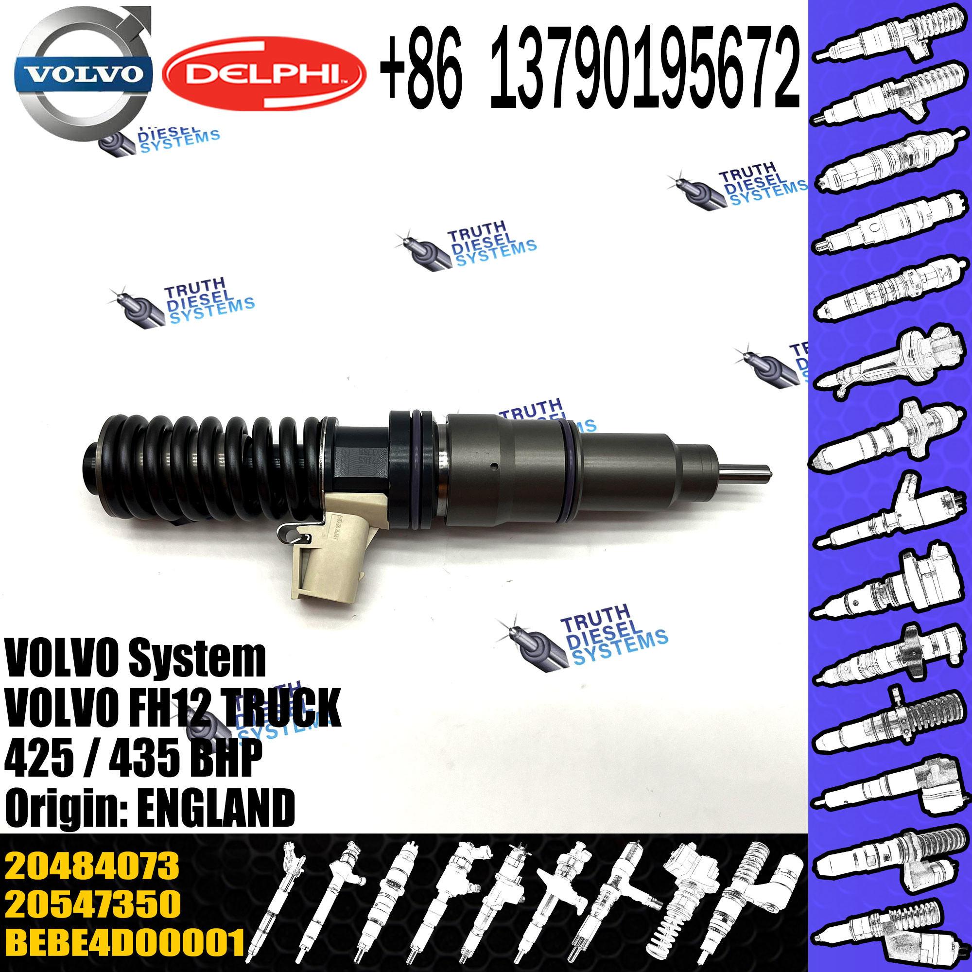 High Quality Diesel Fuel Injector 20547350 20484073 BEBE4D00001 For VOL FH12 TRUCK 425 / 435 BHP