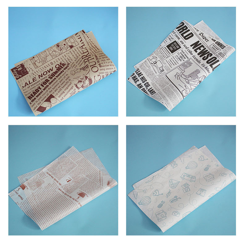 PE Coated Wax Greaseproof Food Wrapping Paper Fried Chicken Burger Packaging Personalized