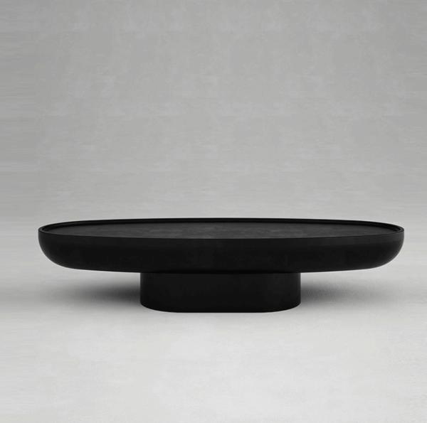 Black Fiberglass Oval Coffee Table Creative Premium Feeling Shaped High
