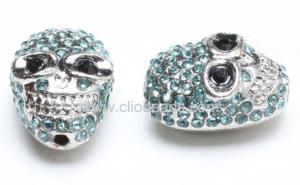 Wholesale Cyan Crystal Pave Rhodium Pave Alloy Skull Beads Jewelry Beads Findings AL15035 from china suppliers