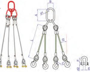 Wholesale Galvanized Steel 48mm 4 Way Wire Rope Slings Lift Sling from china suppliers