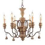 Antique distressed wood chandelier light fixtures pendant lamp (WH-CI-15)