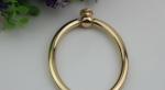 Unique fashion handbag hardware light gold metal circle handle for tote bag