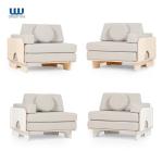 2 Seats Foam Play Couch Wear Resistant Fabric With Wooden Chair