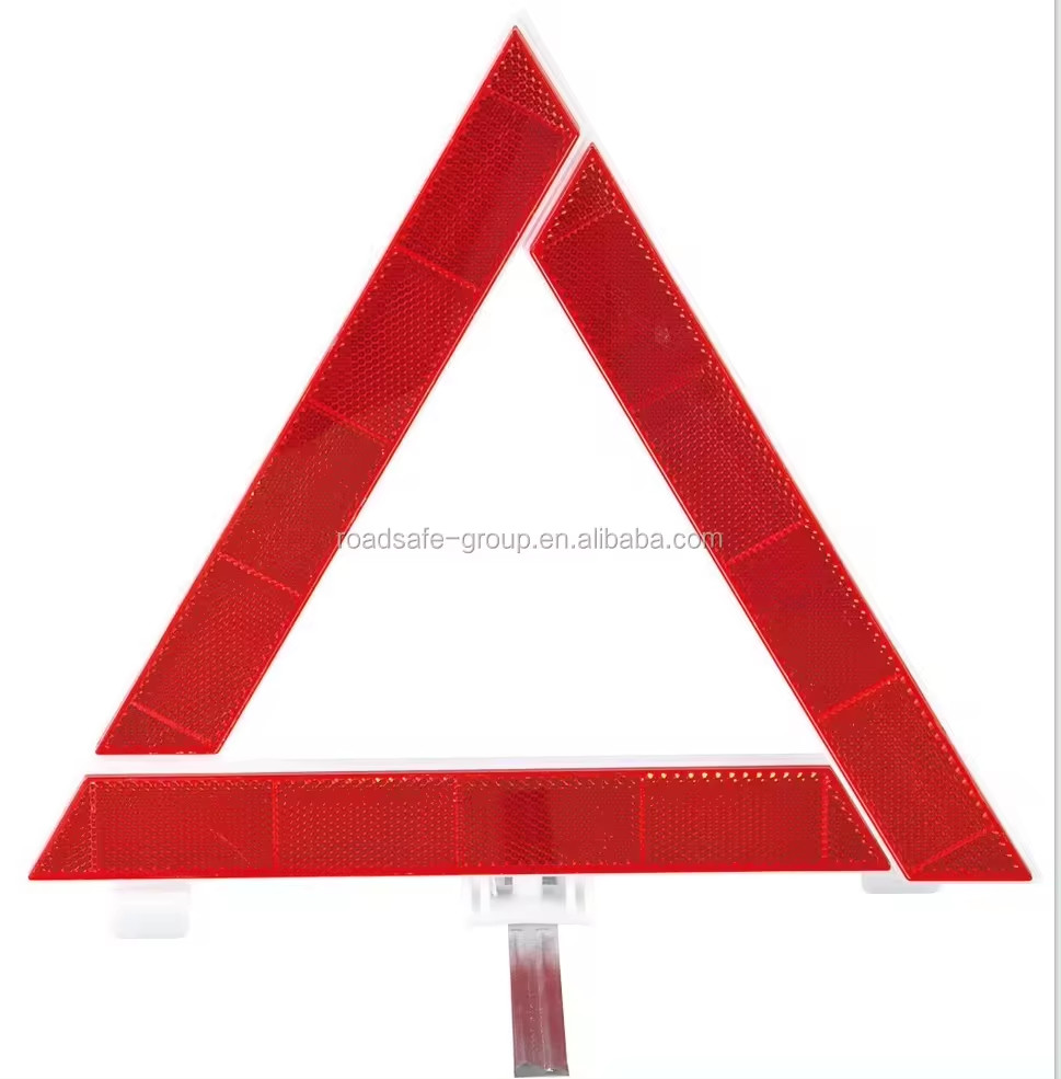 38.5cm In Length PP Red Foldable Warning Triangle Emergency Safety Triangles For Car
