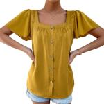 2023 Summer Manufacturer Wholesale Square Neck Solid Color Shirt White Women