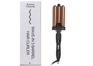 Wholesale PTC 50HZ 60HZ Three Barrel Hair Waver , LCD Beach Waves Curling Wand from china suppliers