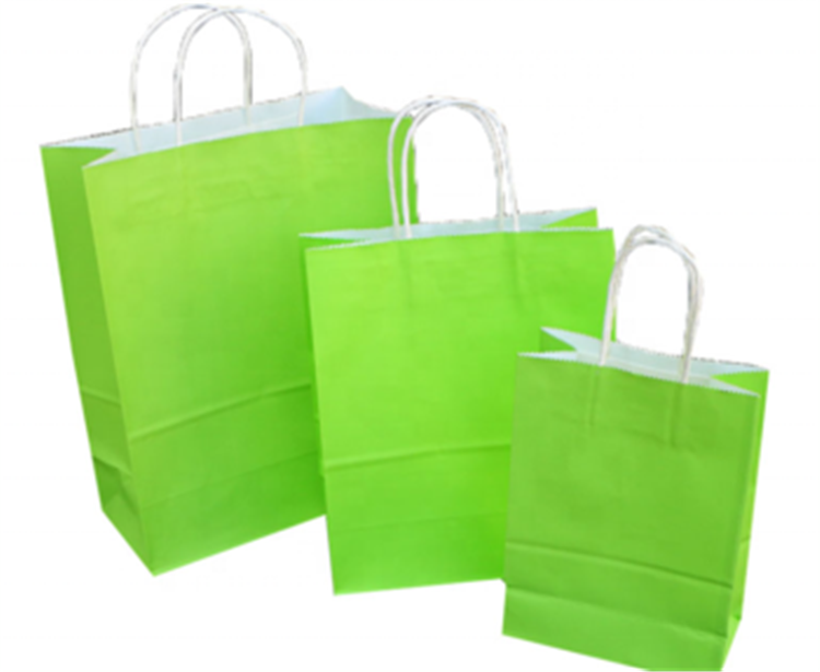 Recycled Paper Shopping Bags With Handles Customized Logo Printing