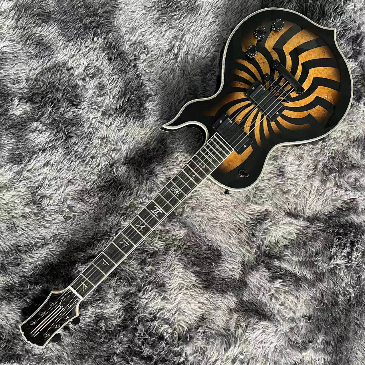 Custom Grand Guitars Wylde Audio Odin Grail Charcoal Burst Buzzsaw Electric Guitar Ebony Fingerboard Active Pickup