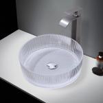 1 Hole Glass Wash Basin 395*395*120mm Bathroom Countertop Mounted Glass Vessel