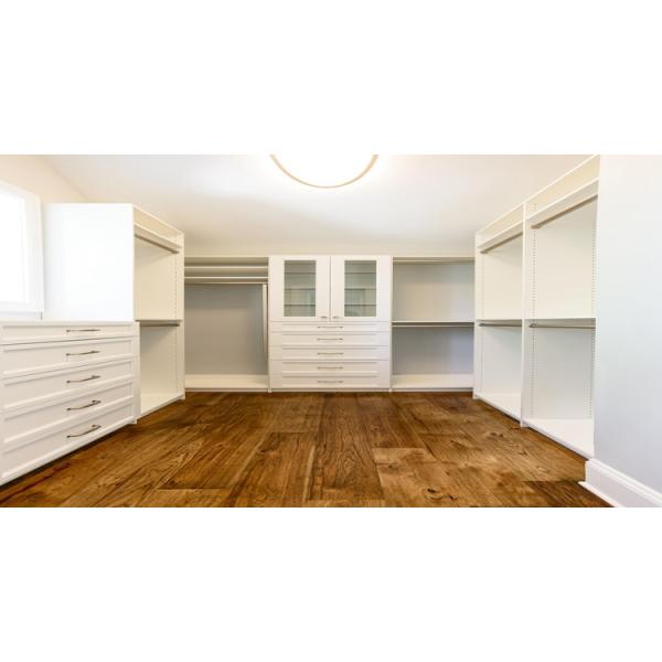 Elegant White Aluminium Framed Glass Door Panel Solid Wood Wardrobe Modular Wardrobe From China Factory