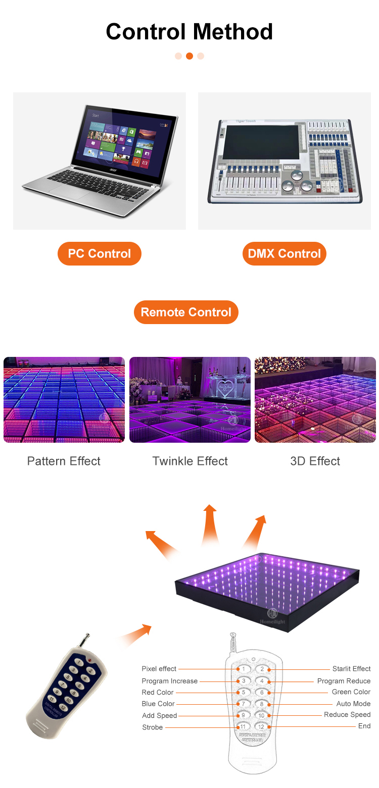 50*50cm Toughened Glass Deep Tunnel 3D Mirror Infinite Starlit Twinkle Dance Floor For Wedding