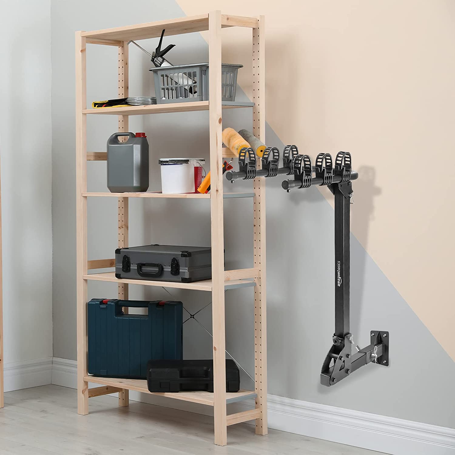 Hitch Wall Mount 2 Inch Garage Bike Storage Trailer Rack for Snowboards and Bicycles