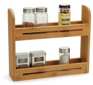 Wholesale Kitchen Jars Bamboo Spice Rack Holder Wooden Shelf Counter Top 39.67x12.2x38.1 Cm from china suppliers