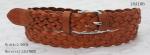 Tan Leather Braided Leather Belt Womens , Nickel Satin Buckle Ladies Belts For
