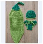 green beanie costume set handmade cotton baby Photography Prop Crochet Hats