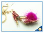 Rhinestone High Heeled Shoes Connecting Metal Key Chain Metal Charm Pendant
