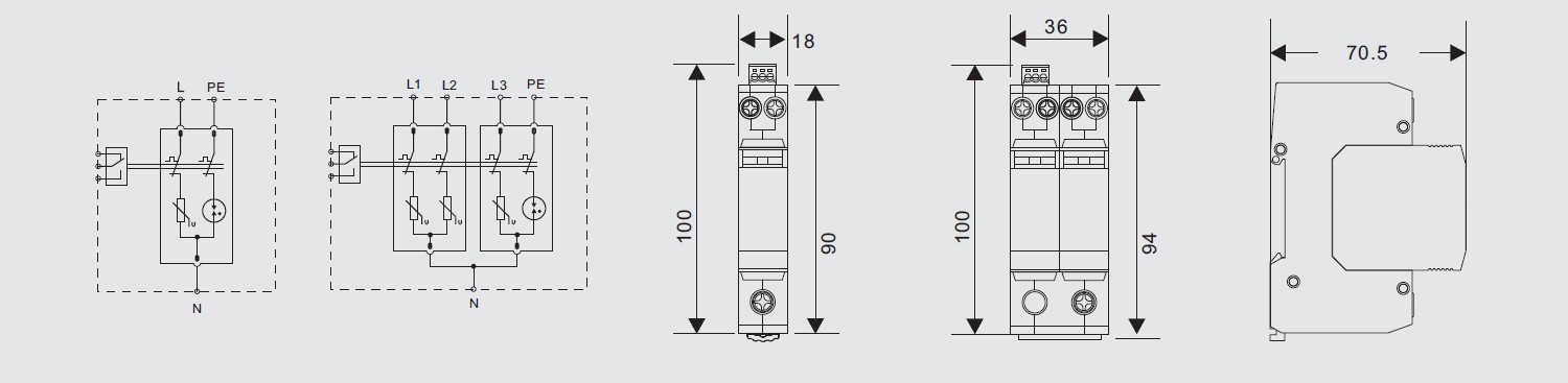 BR385-20DP 2P 20kA Type 3 Surge Protection Device Lightning Arrester Spd Single Phase