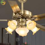 American Retro Bronze Iron Leaf Ceiling Fan Lamp Restaurant Living Room Home