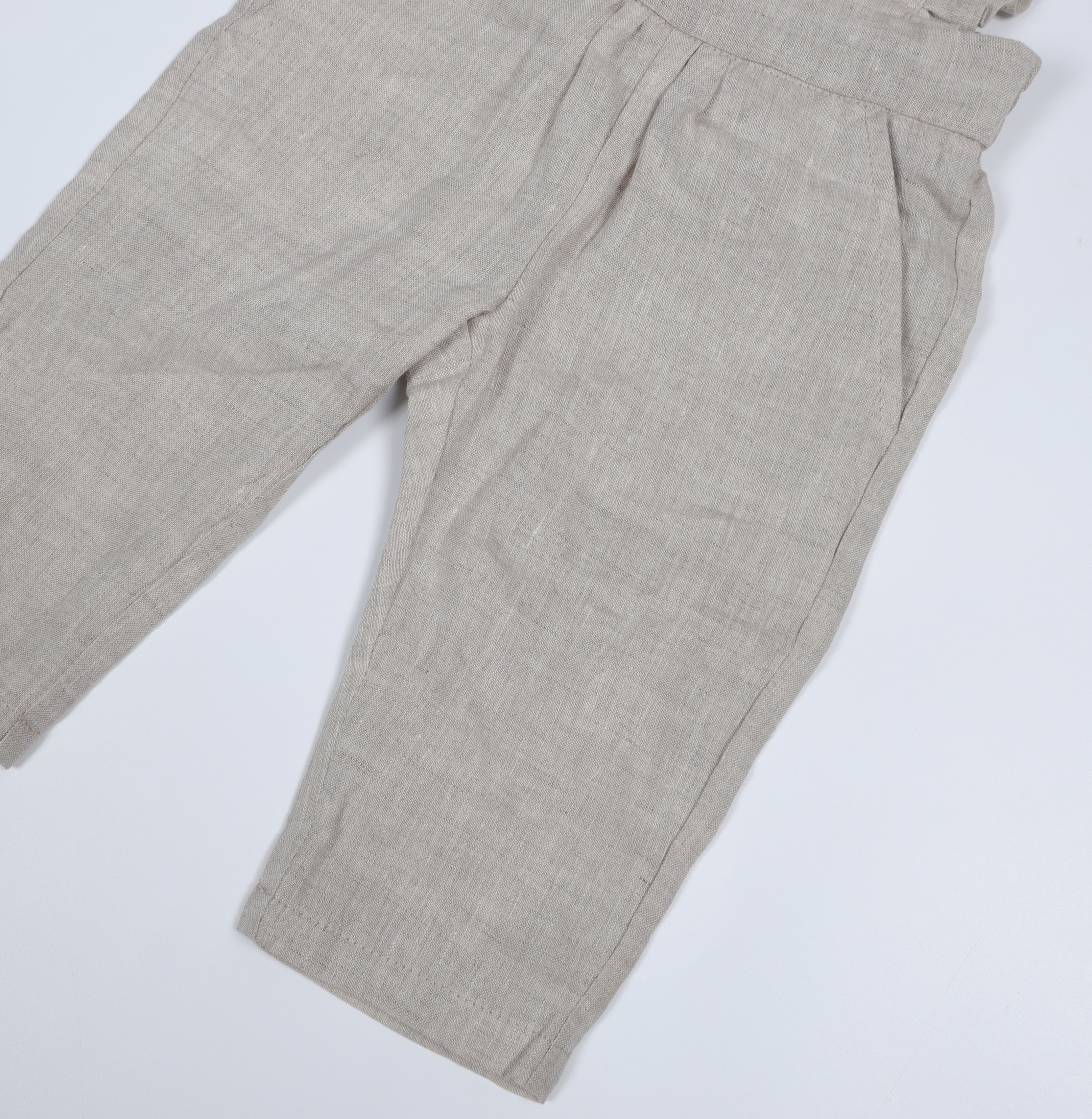 Little Girls Linen Fabric Dungarees Overalls Flutter Sleeve Jumpsuit Casual Wear