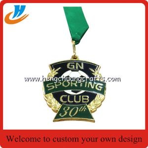 Wholesale Football 30th Sporting club metal medal,custom soccer metal medal with ribbon from china suppliers