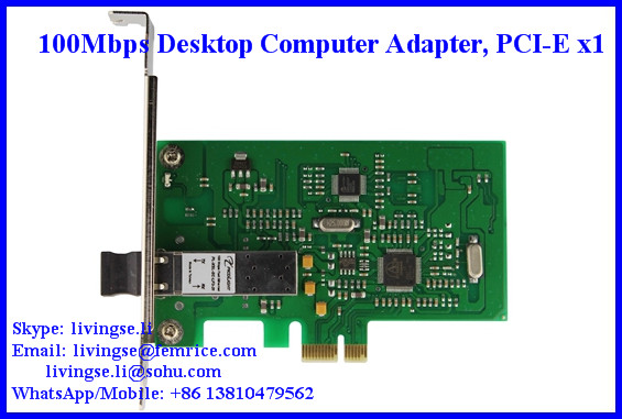 100Mbps Desktop Computer Fiber Optic Network Adapter PCI-Express x1, LC Fiber, FM100FX-LC