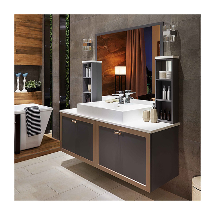 550MM Contemporary Bathroom Cabinets With Led Mirror Ceramic Basin Wall Mounted Vanities