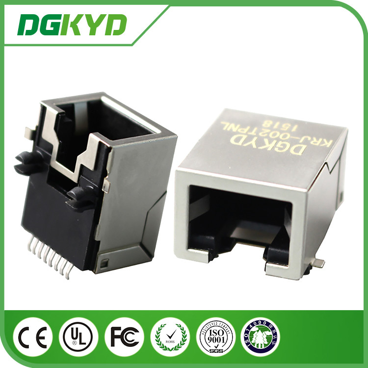 1x1 Tab Down SMD Rj45 Pcb Connector Without Transformer ,Gold Plating 6U