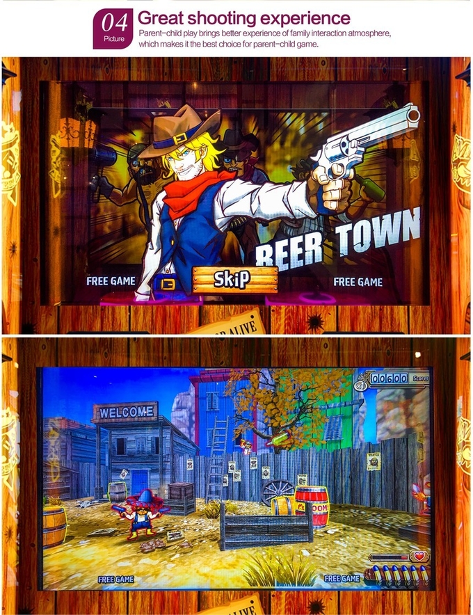 2 players Wild West cowboy shooting machine, gun shooting simulator video game