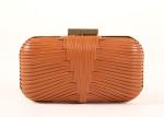 High - End Genuine Ladies Orange Clutch Bag Vintage Metal Lock With Cow Leather