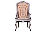 Crystal Buttoning Antique Wooden Throne Chair Retro Imitation Wood Frame Leather