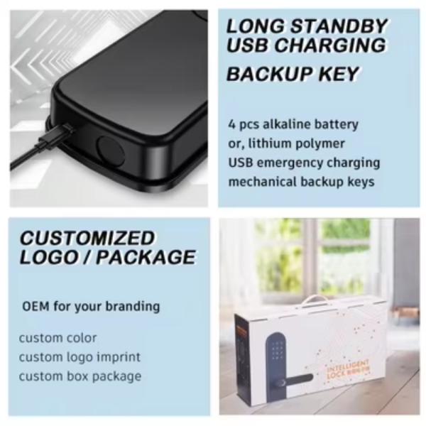 Tuya T5 Smart Door Lock with Fingerprint Password Card Key 40-90MM