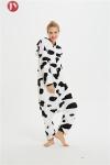Thick Warm Flannel Adult Cow Onesie For Halloween Cosplay Super Soft Thermal