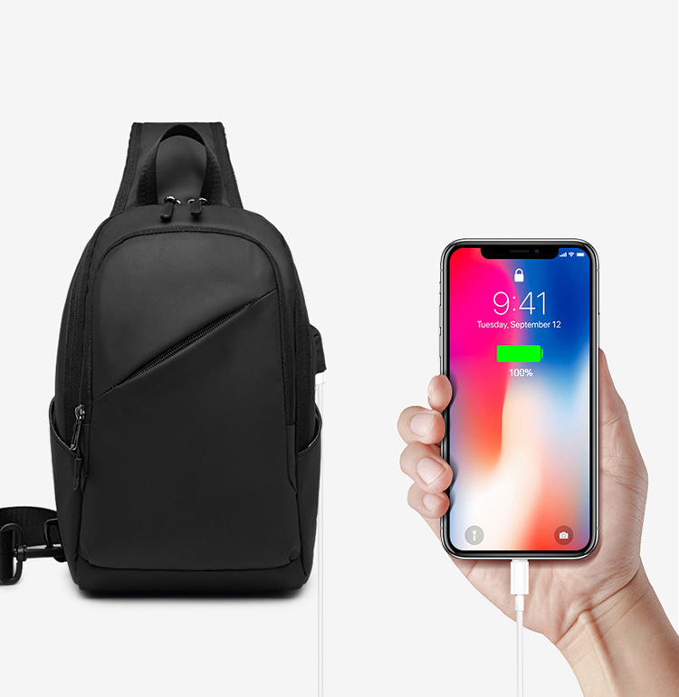 7.9 Inch IPAD USB Charging Shoulder Travel Sling Bag 18*10*30cm