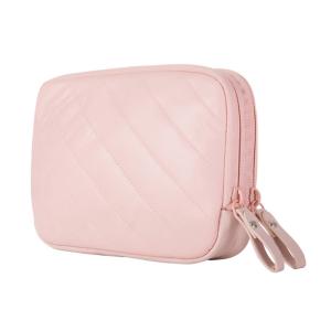 Wholesale Double Zipper Pink PU Leather Square Travel Makeup Bag from china suppliers
