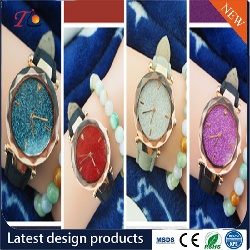 Wholesale Women's Watches PU Watch Band Alloy Case PU Watches Color Dial with Diamond Fashion Watch