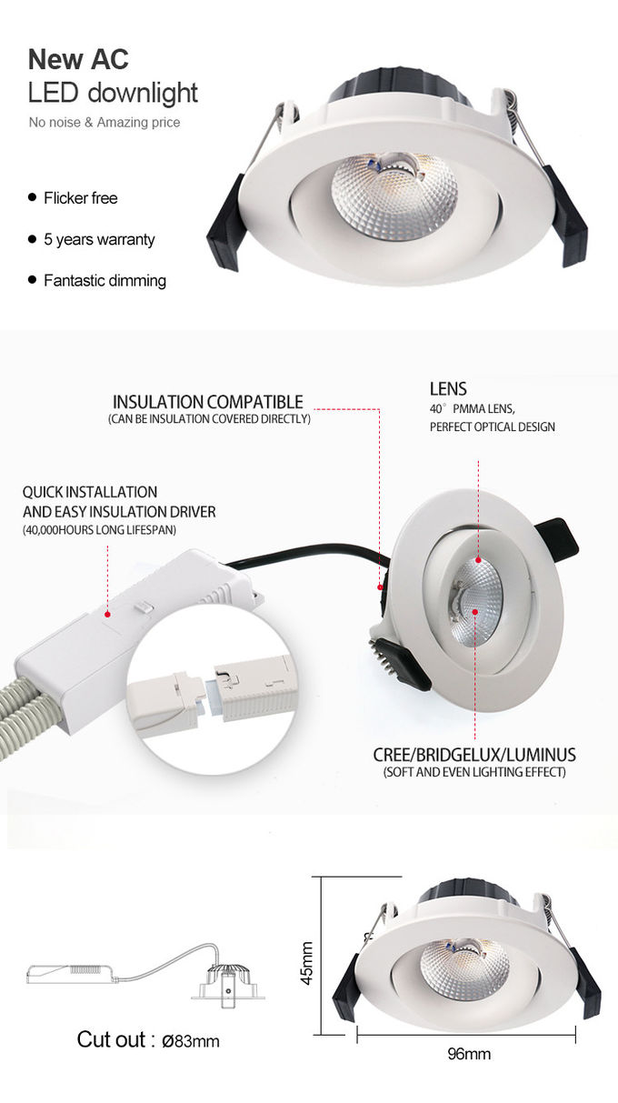 Home Indoor 9w Ultra Thin LED Downlight 40000hrs