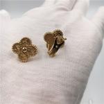 Van Cleef Vintage Alhambra Earrings , 18K Yellow Gold Van Cleef Mini Alhambra