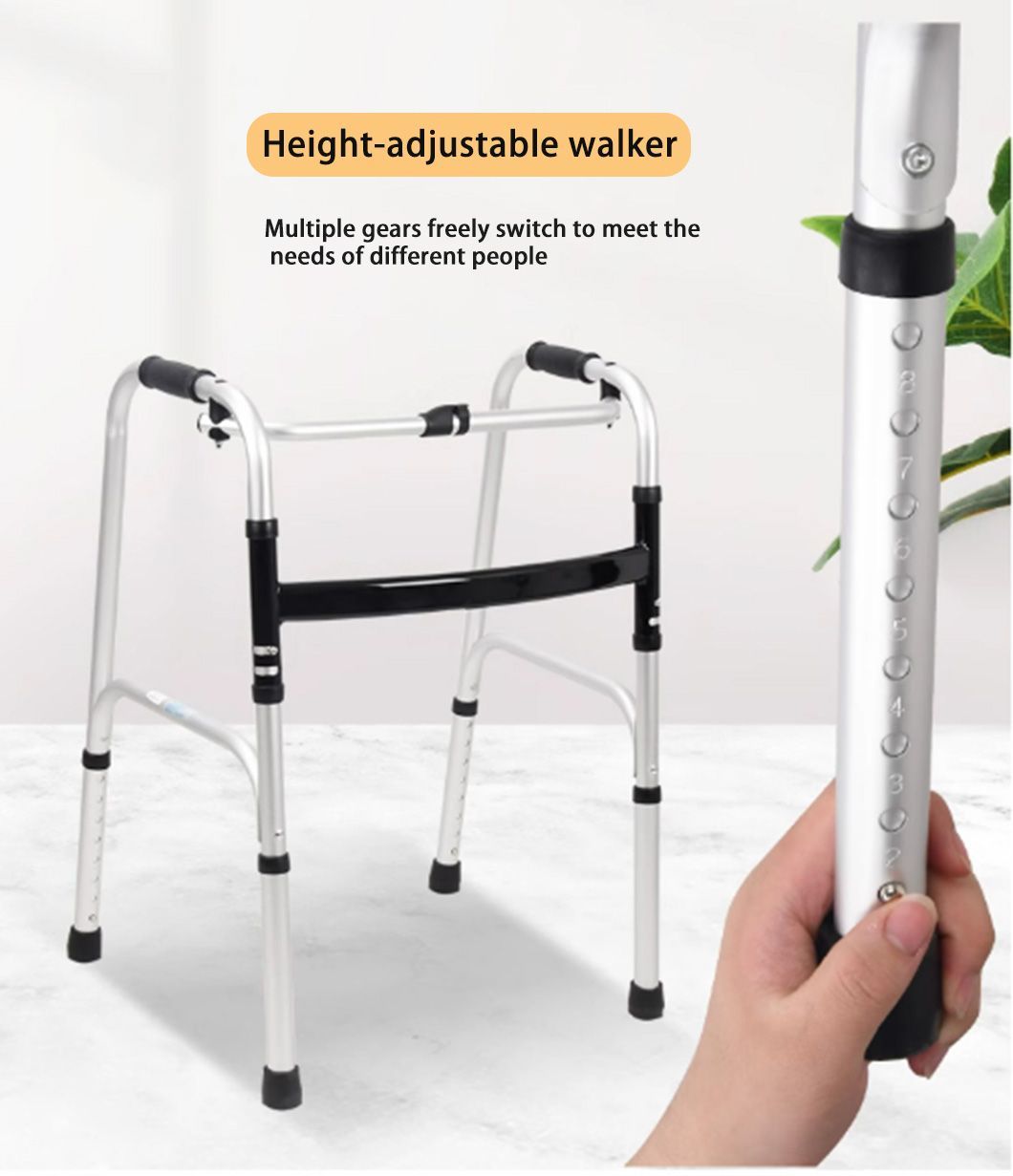 Aluminum Alloy Foldable Rehabilitation Medical Crutches Telescopic with Freely Adjustable Height and Rollers Walking Aids