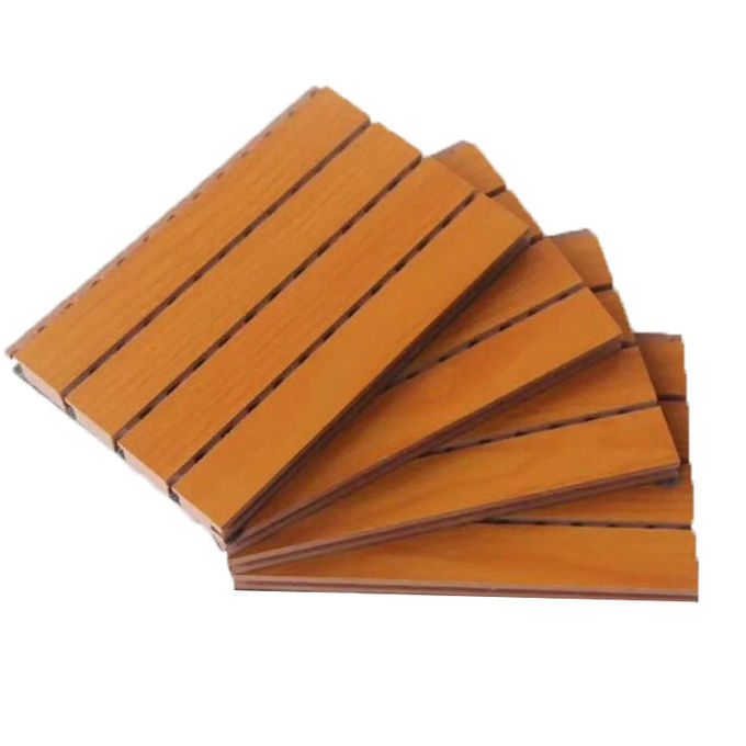 Soundproof Wooden Grooved Acoustic Panel For Cinema / Wood Wall Covering