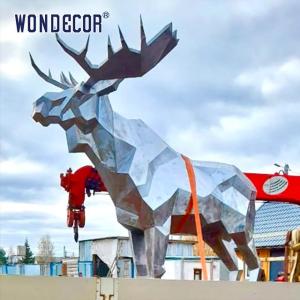 Wholesale Unique Outdoor Stainless Steel Sculpture Large Public Art Geometry Elk from china suppliers