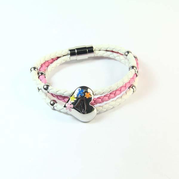 Europ American Fashion Trendy Stainless Steel Geniune PU Leather Bracelet Bangle