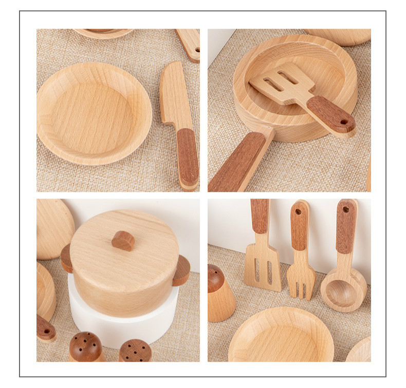 Children'S Log Wooden Kitchen Toy Set Simulation Mini Educational
