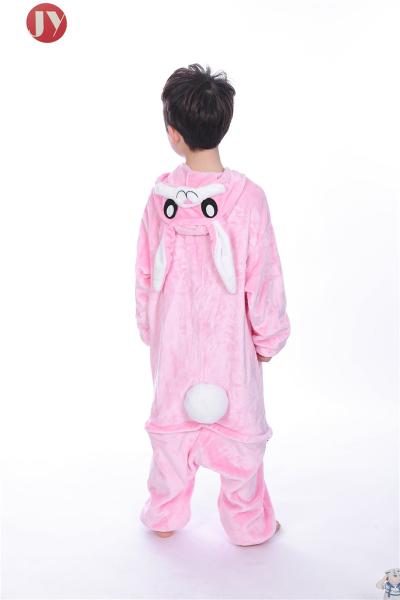 Wholesale Soft Animal Cosplay Pyjamas Children Sleepwear pink rabbit kids